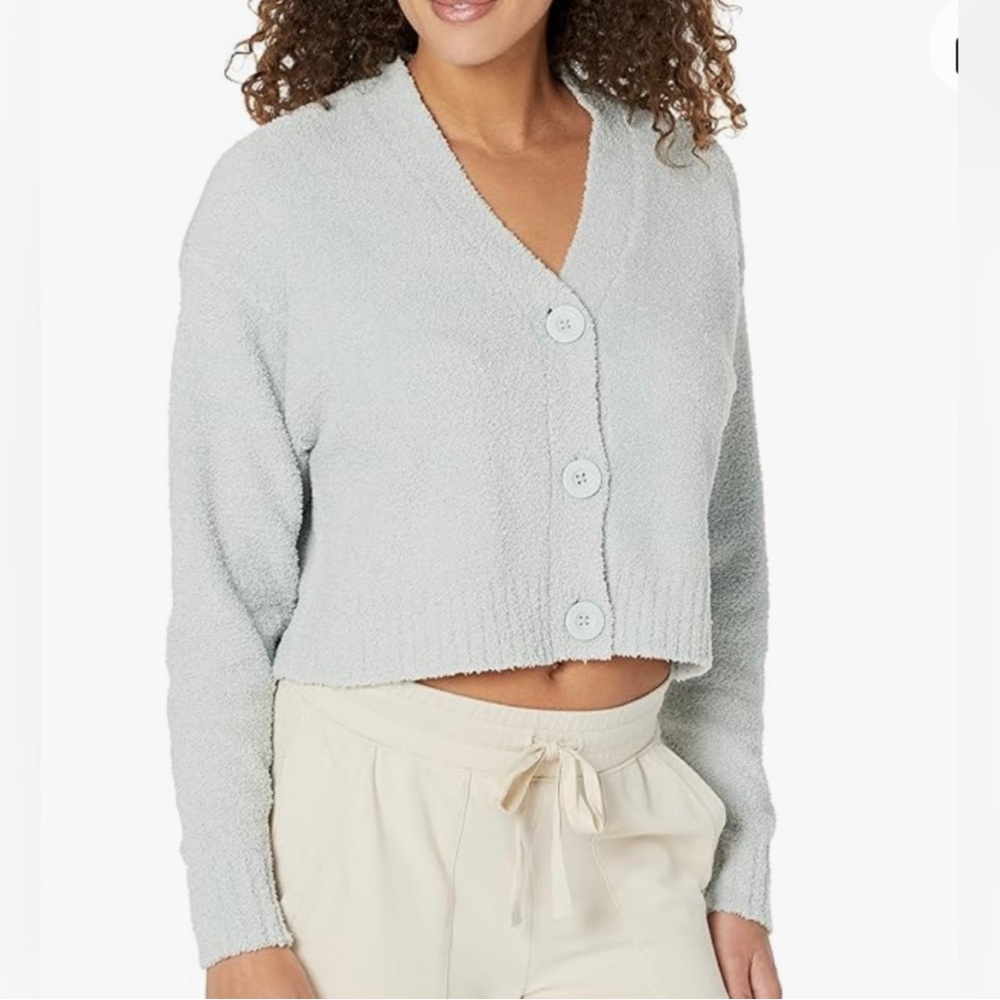 UGG Nyomi Comfy Light Green Button-Up Cardigan Sweater